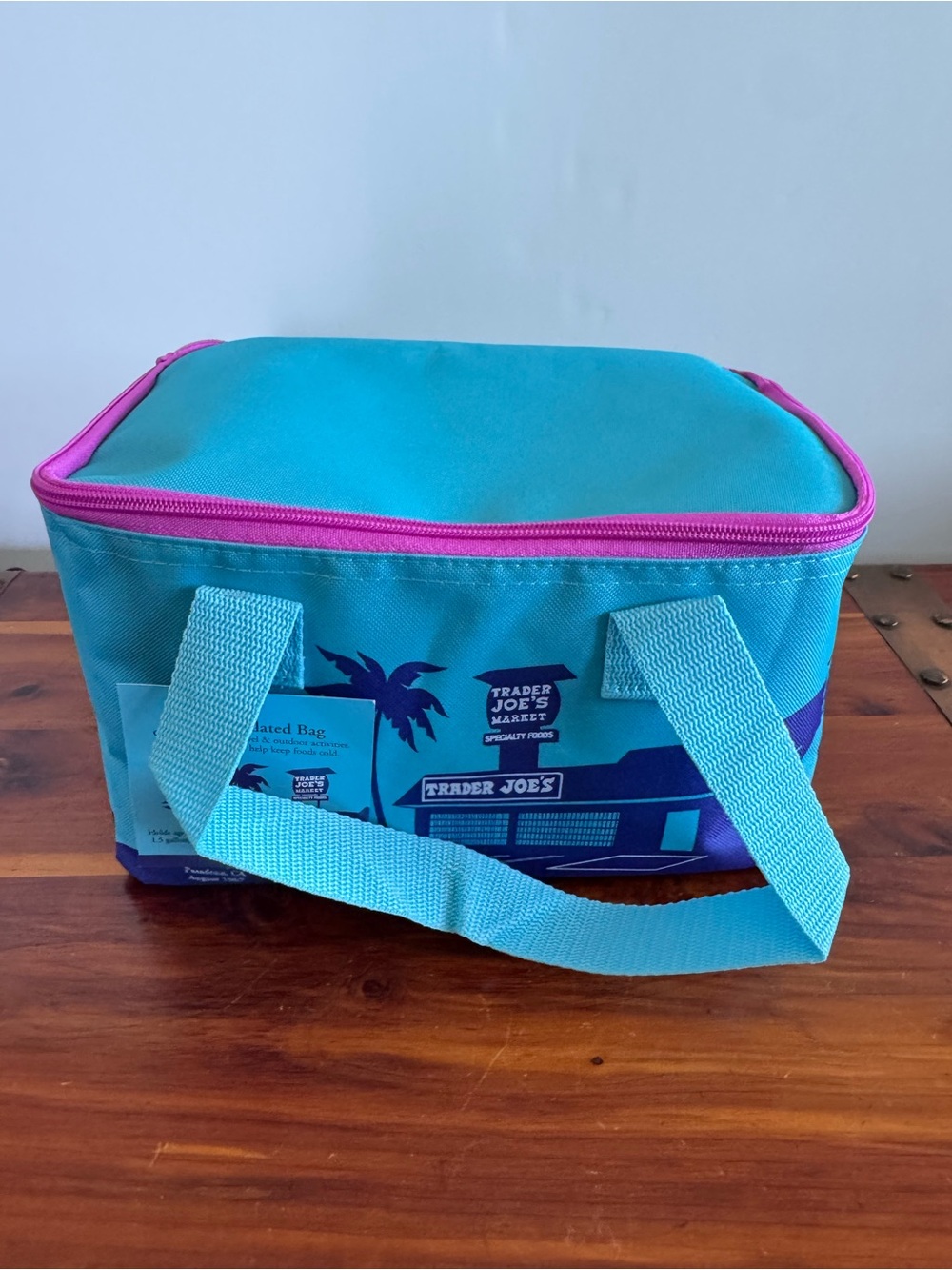 Trader Joe’s Mini Insulated Bag 1.5 gallon NWT blue purple